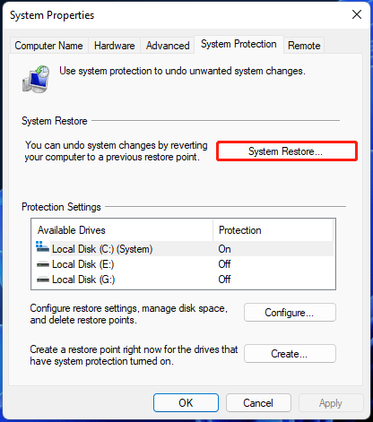 Windows 11 system restore