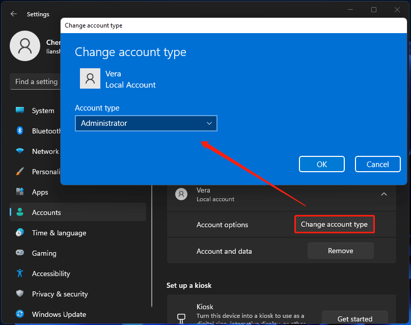 change account type