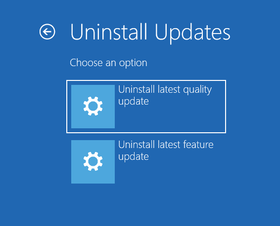 uninstall updates in WinRE