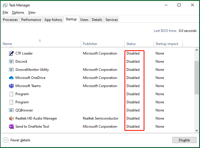 disable services in Task Manager