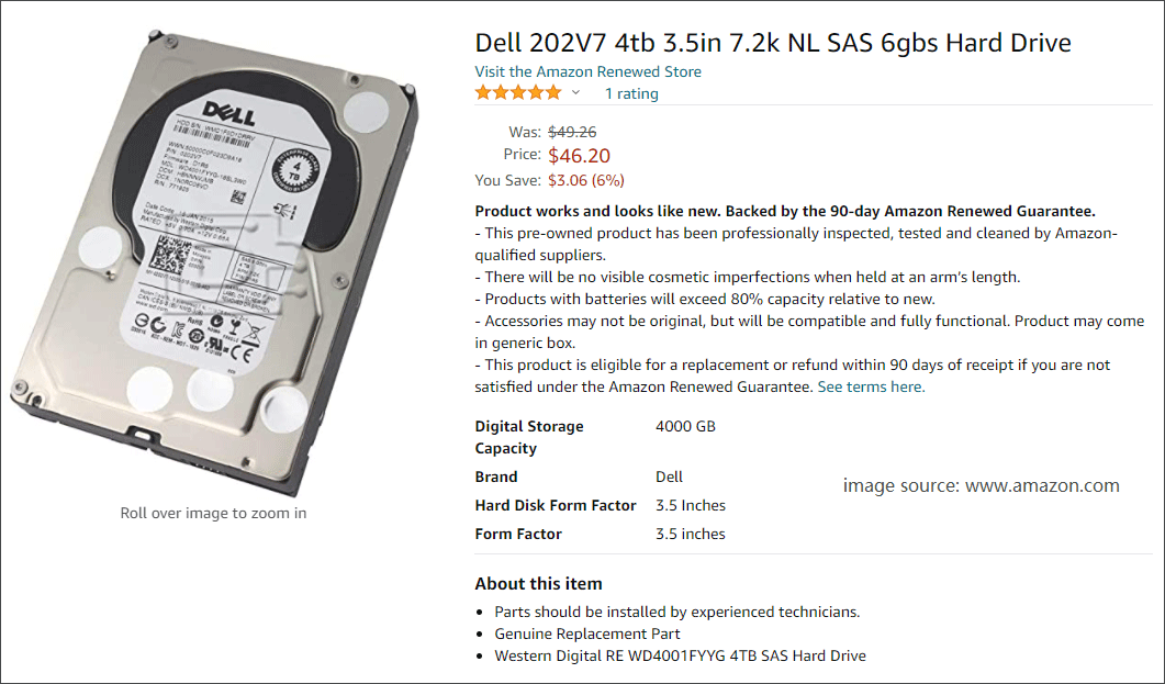 a hard drive sold on Amazon