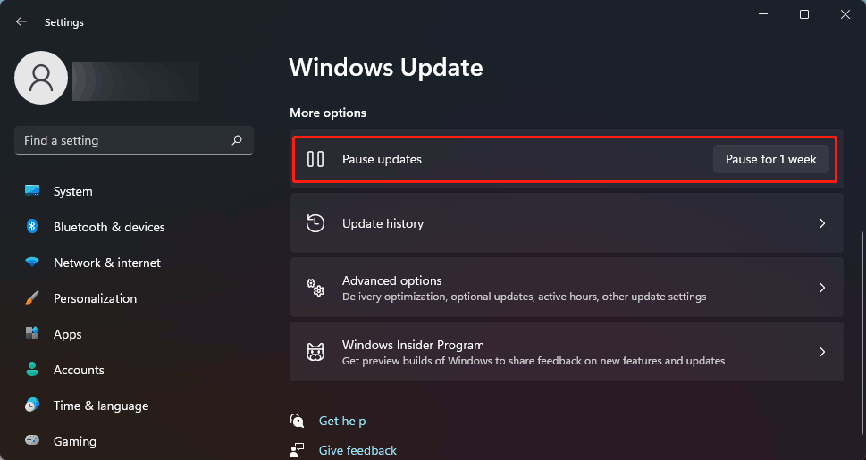 pause updates on Windows 11