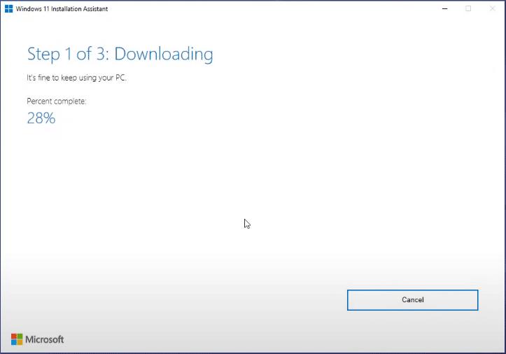 downloading and installing Windows 11 via Installation Assistant