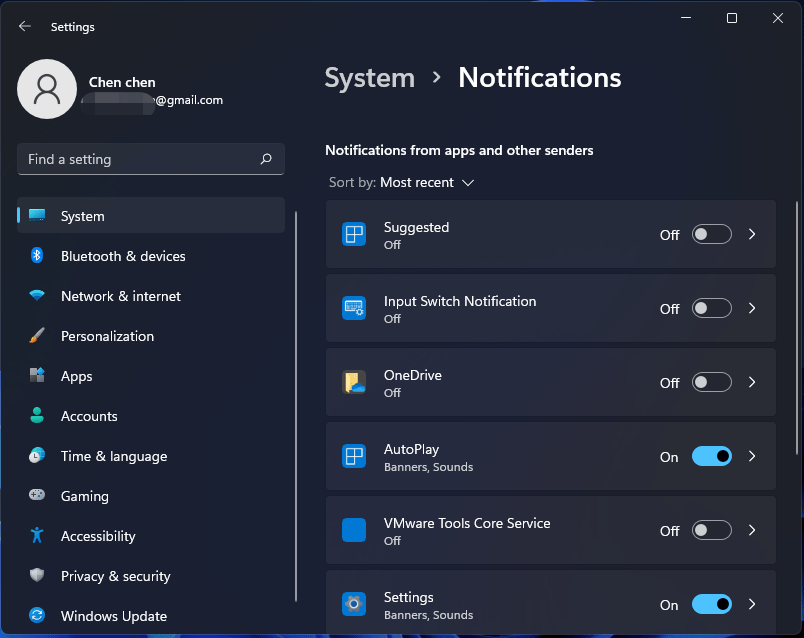 turn off notifications Windows 11