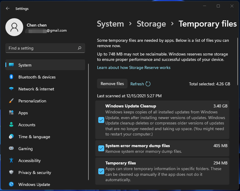 remove temporary files Windows 11
