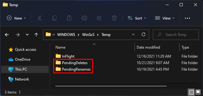 PendingDeletes and PendingRenames folders