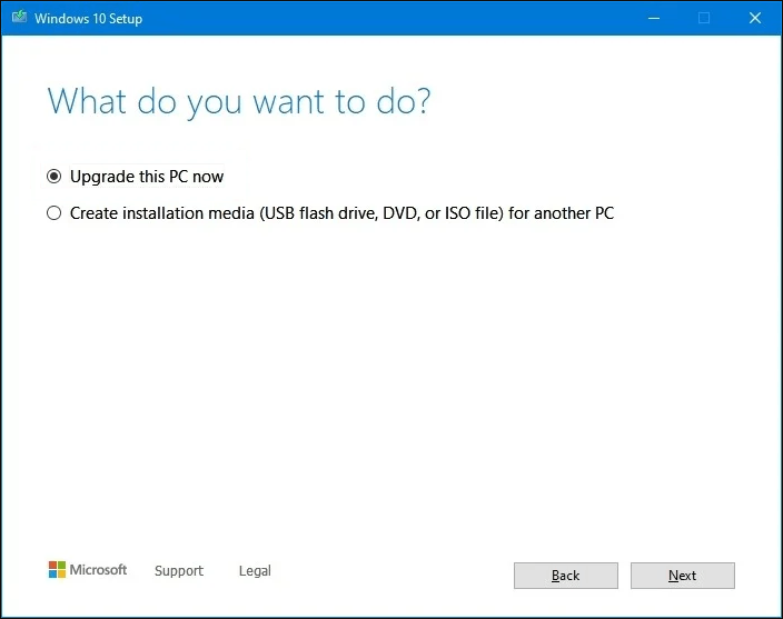 Windows 10 21H2 media creation tool