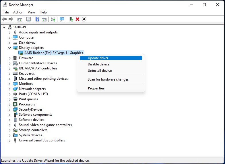 update display driver