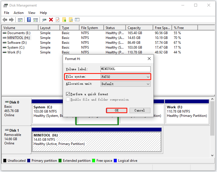 format an SD card via Disk Management