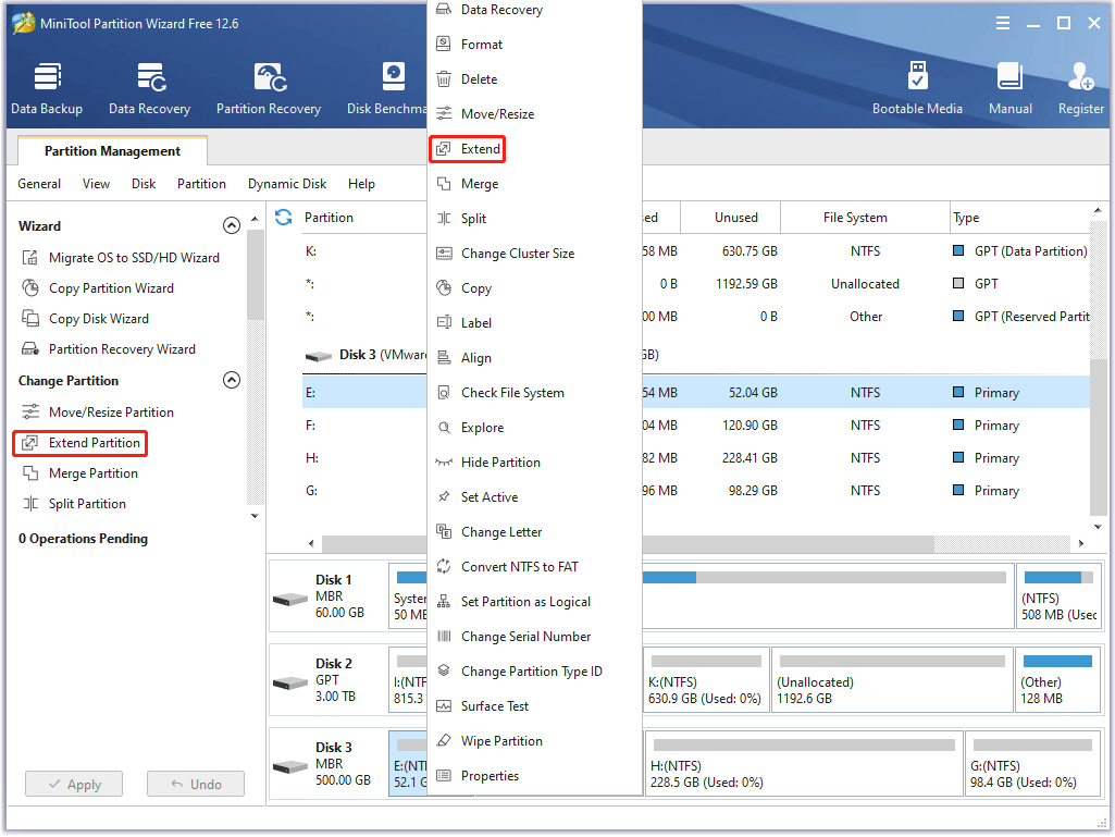 choose Extend Partition