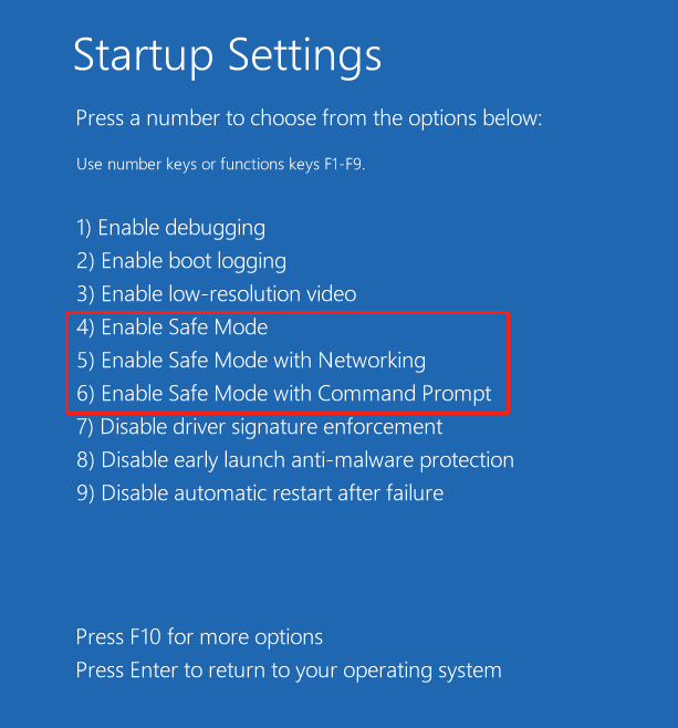 Windows startup settings