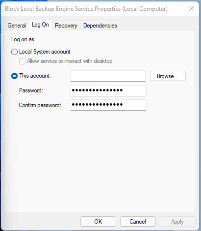 block-level backup engine service properties