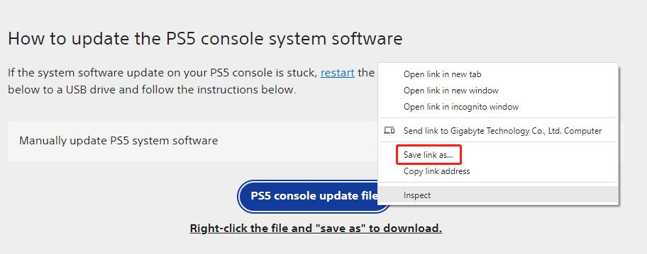 download PS5 update file