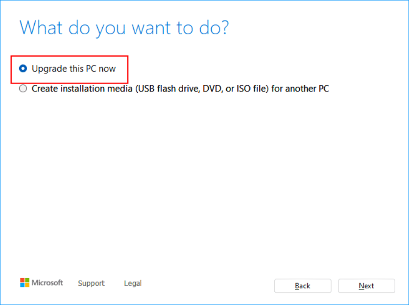 upgrade PC via Media Creation Tool