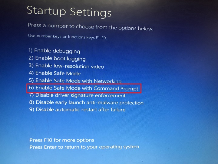 enable safe mode with command prompt