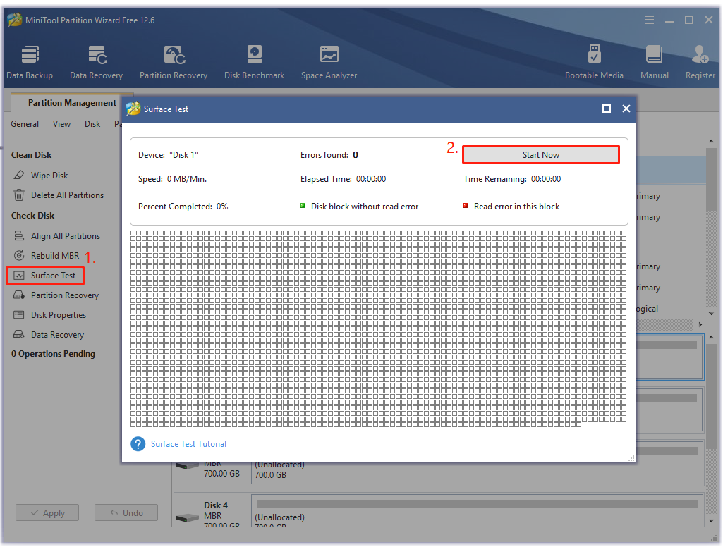 check bad sectors using MiniTool Partition Wizard