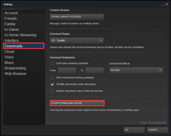 clear Download Cache on Steam