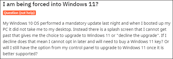 I am being forced into Windows 11