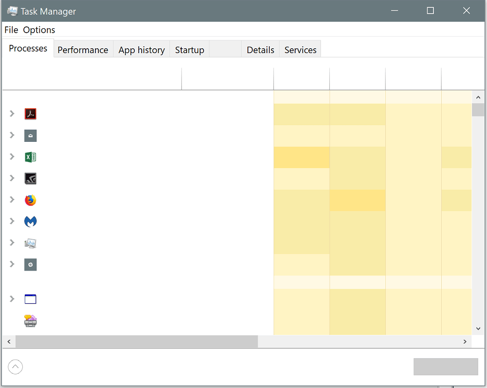 Windows 10 text not showing in Task Manager