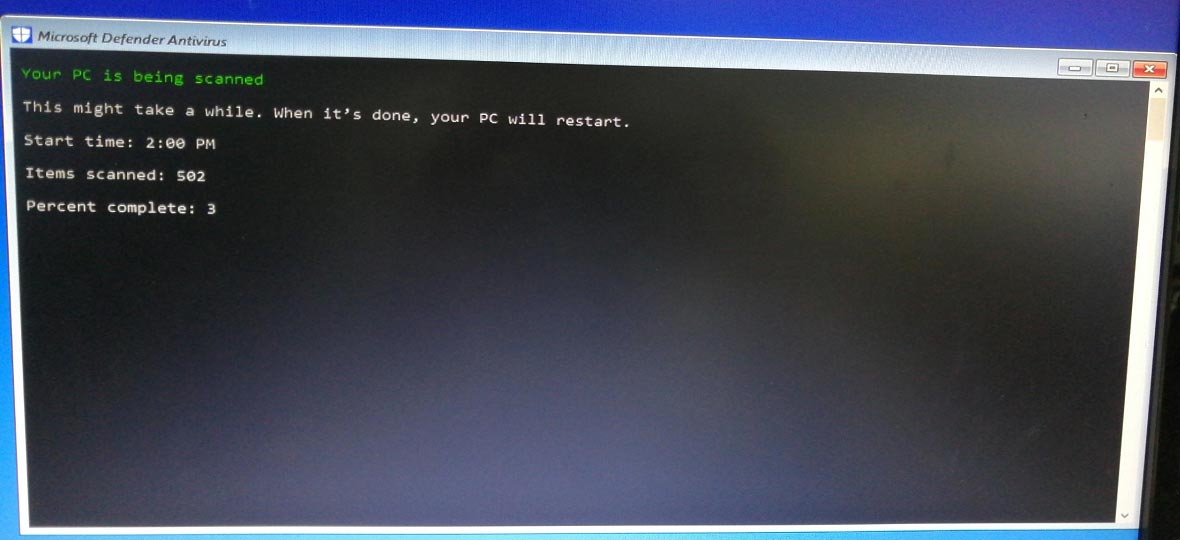 your PC is being scanned Microsoft Defender Antivirus