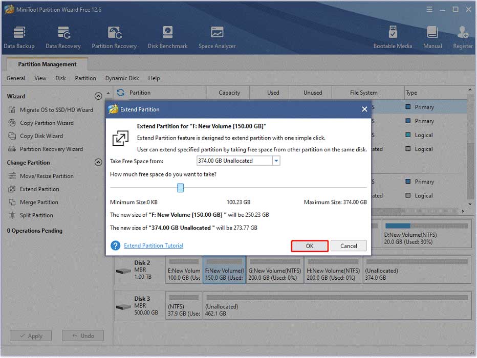 extend partition