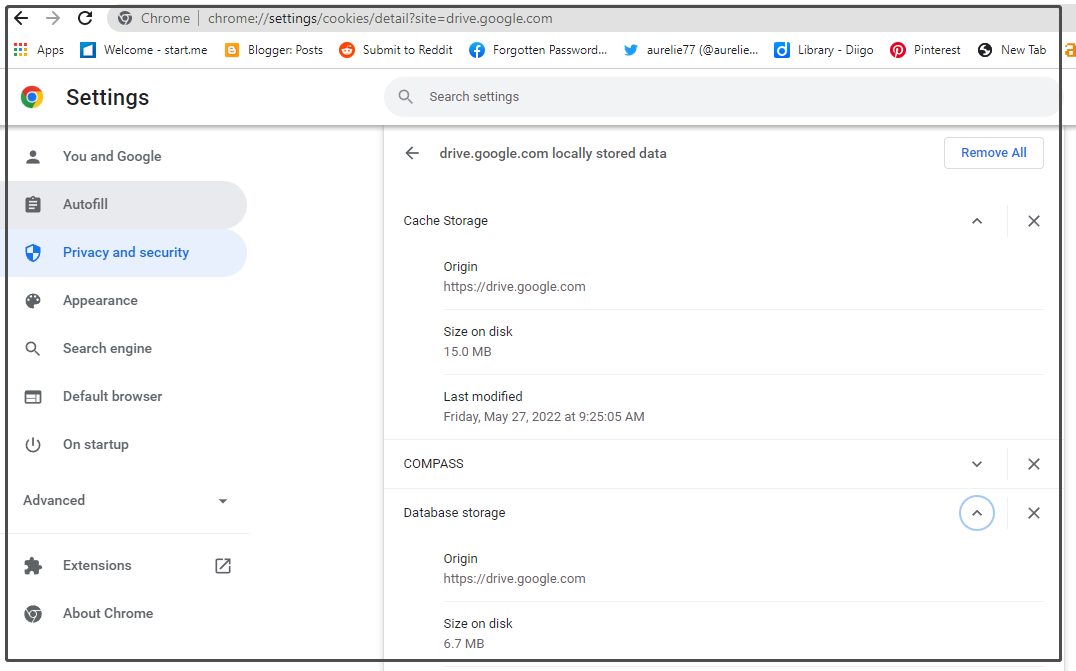 clear google drive data and cache