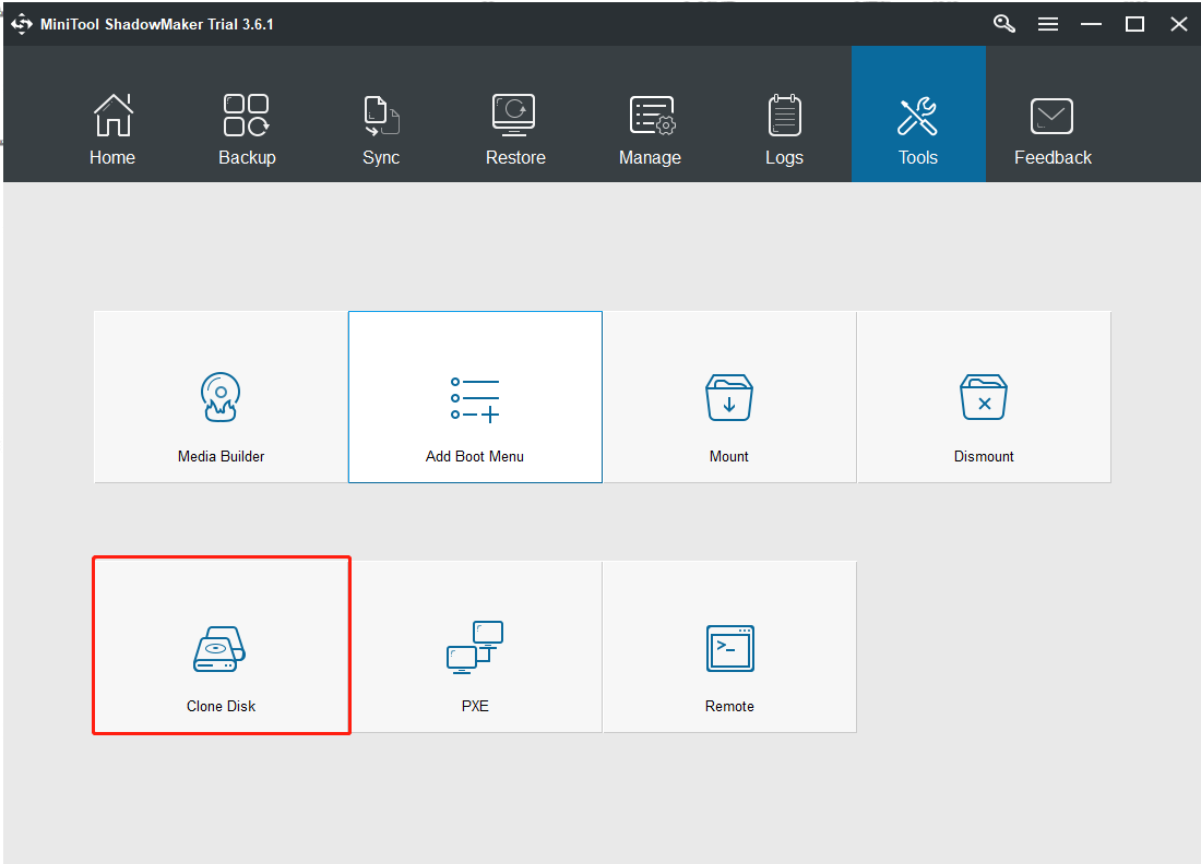 click Clone Disk