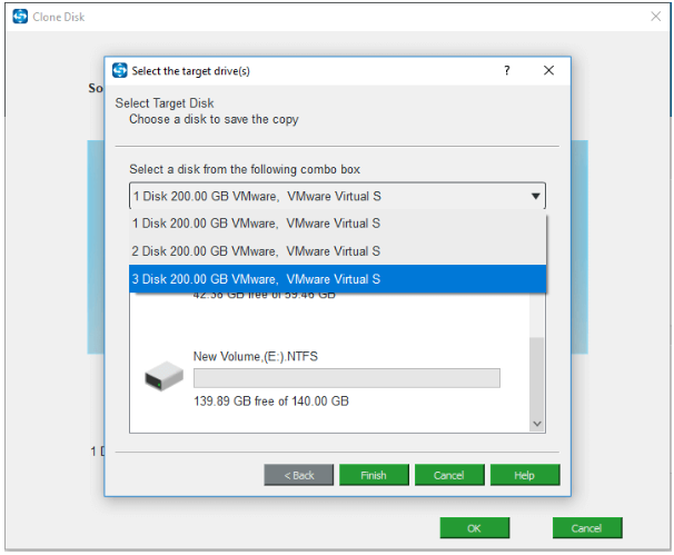 select your target disk