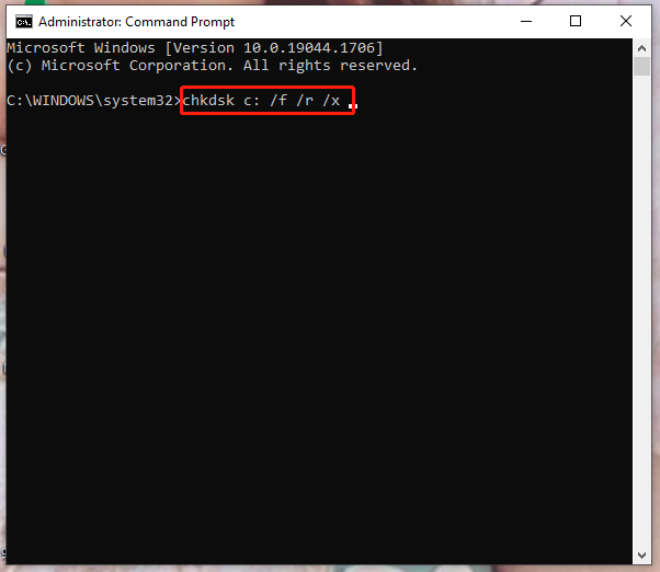 execute the CHKDSK scanning process