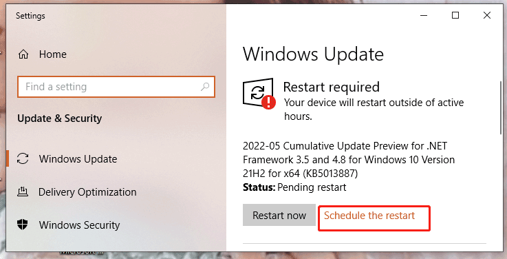 schedule the restart