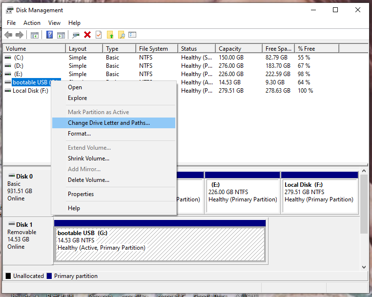 change the drive letter and paths