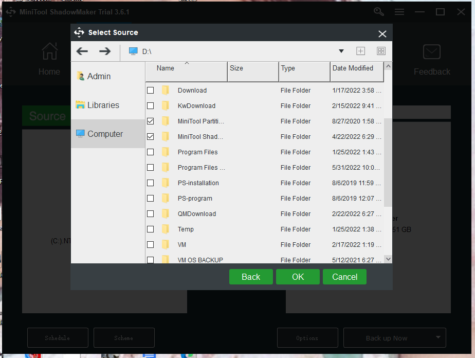 choose the desired folders
