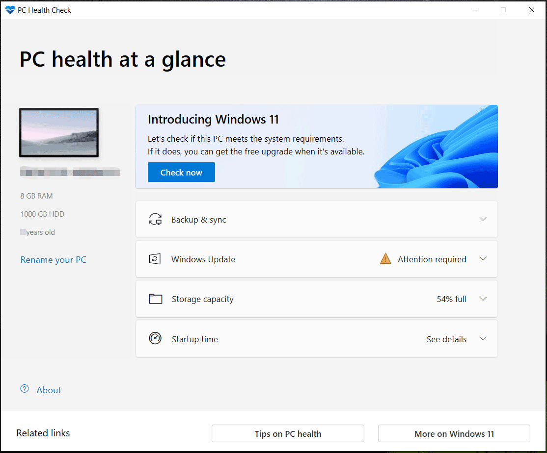 run PC Health Check