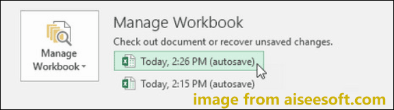 recover previous version of Excel file 
