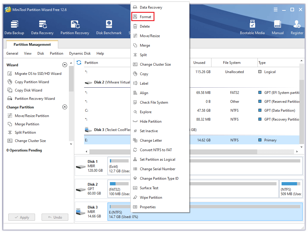 choose the Format feature