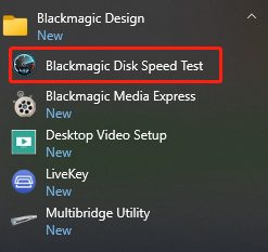 run Blackmagic Disk Speed Test