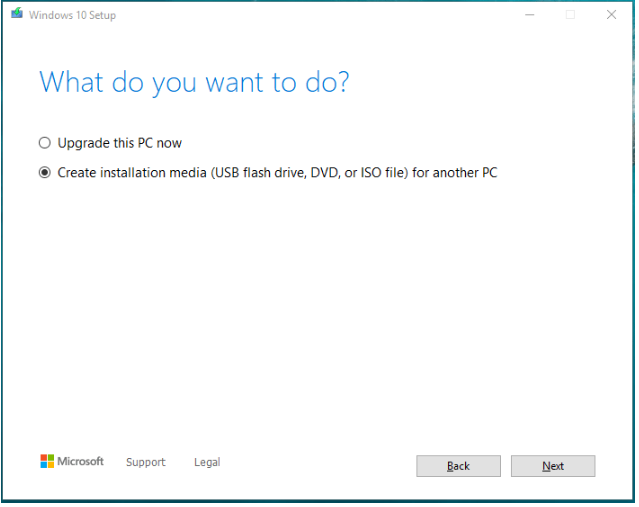choose Create installation media from another PC