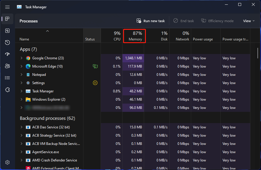 check ram usage on Windows 11