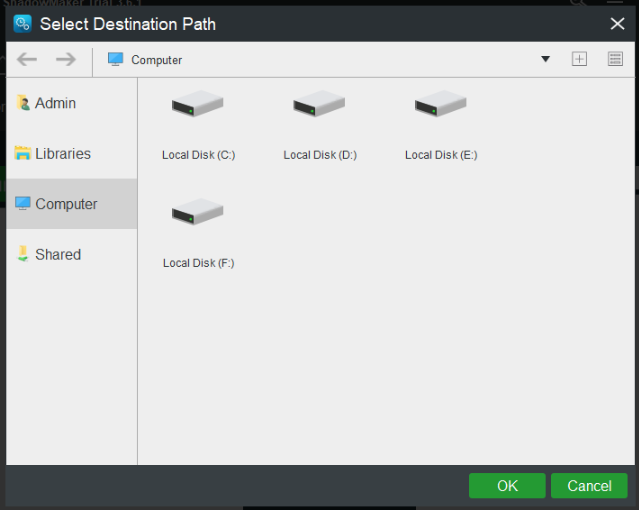 choose a destination path