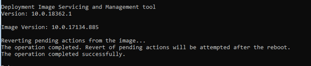 reverting pending actions from the image