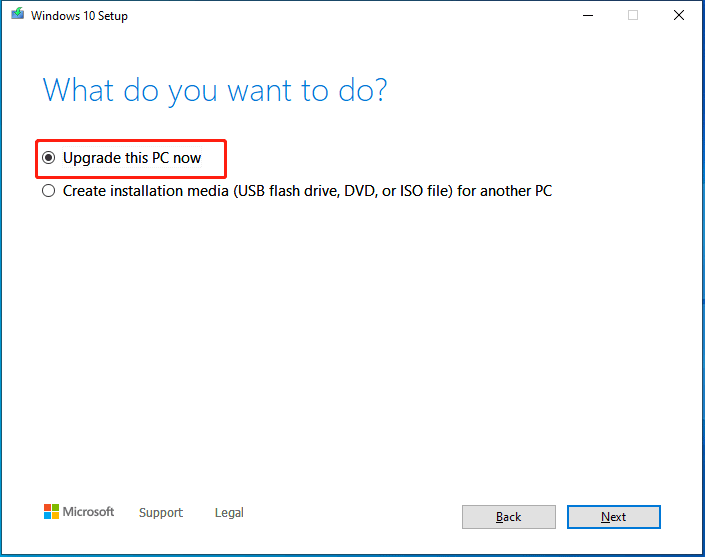 upgrade this PC via Media Creation Tool