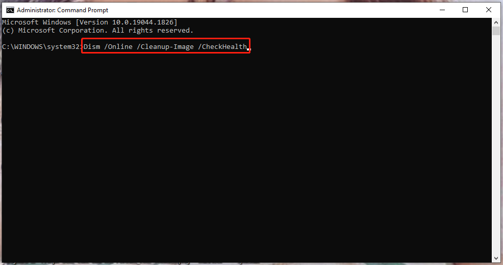 run DISM check command