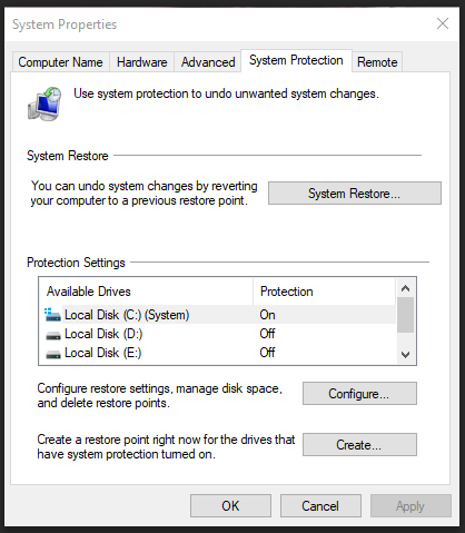 hit System Restore 
