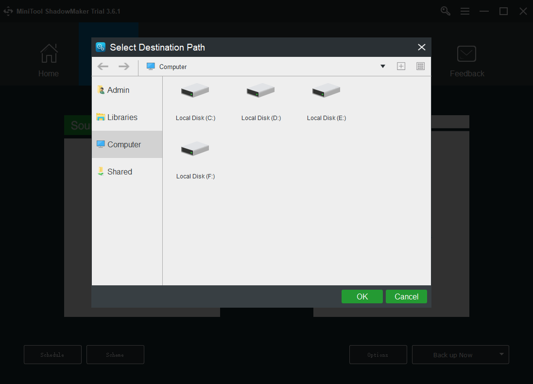 change the default destination path