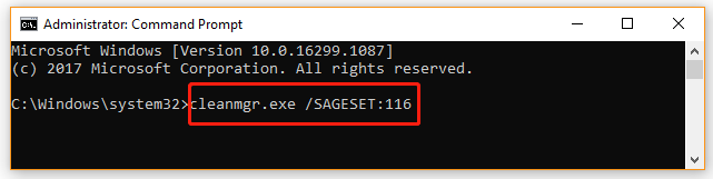 run cleanmgr sageset command