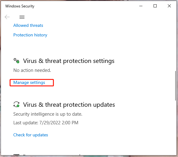 hit Manage settings