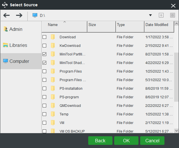 choose files or folders
