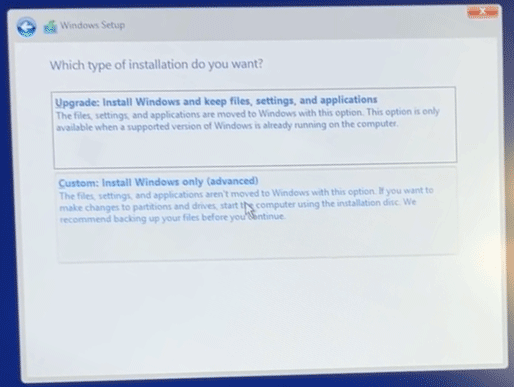 select install Windows only