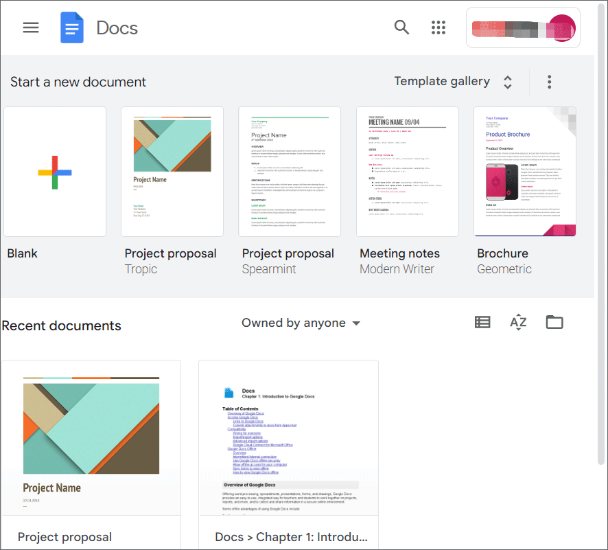 open Google Docs