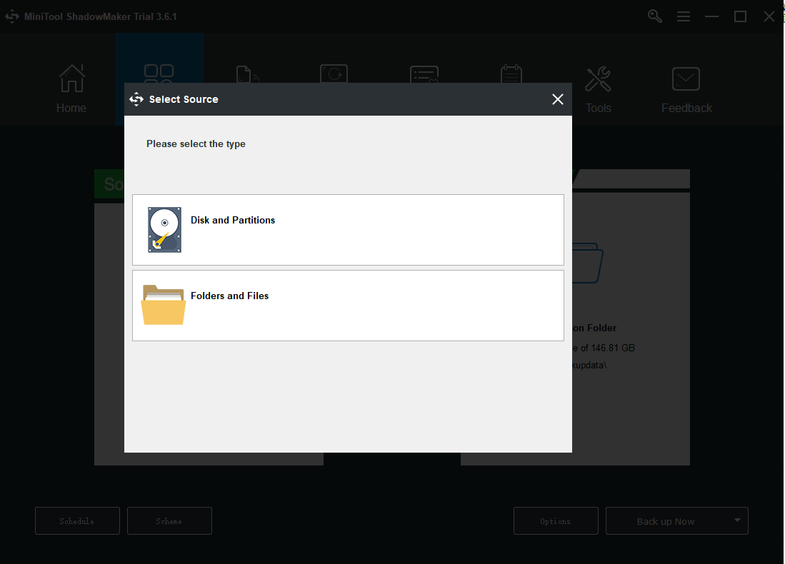 choose backup content